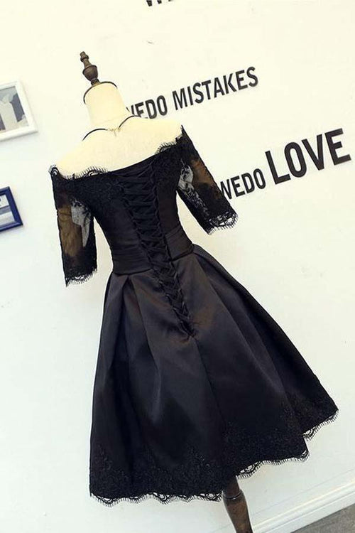 A-line Short Sleeves Homecoming Dresses With Lace Applique