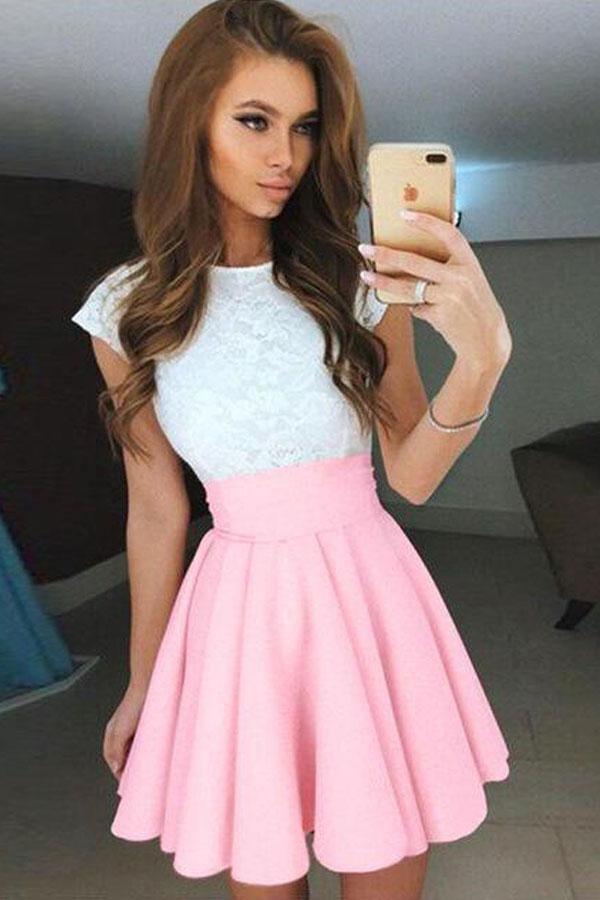 A-Linien-Abschlussballkleid aus Chiffon mit kurzen Flügelärmeln und Perlenapplikationen