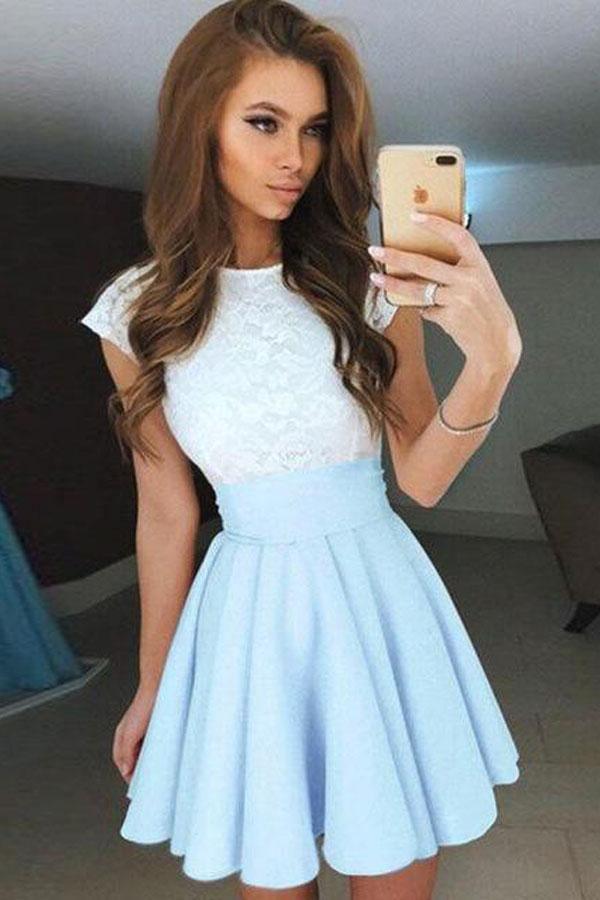 A-Linien-Abschlussballkleid aus Chiffon mit kurzen Flügelärmeln und Perlenapplikationen