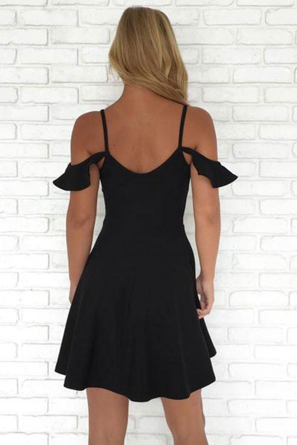 A-Linien-Cocktailkleid mit schulterfreien Ärmeln für den Abiball