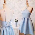 A-Linien Neckholder Kurzes Satin-Heimkehrkleid zum Schnüren