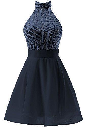 A-Line Halter Short Chiffon Homecoming Dress with Sequins