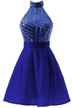A-Line Halter Short Chiffon Homecoming Dress with Sequins