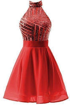 A-Line Halter Short Chiffon Homecoming Dress with Sequins