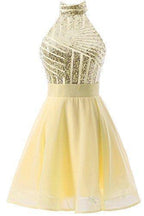A-Line Halter Short Chiffon Homecoming Dress with Sequins