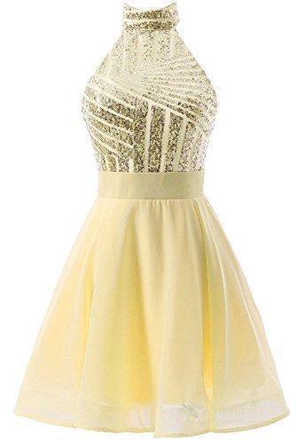 A-Line Halter Short Chiffon Homecoming Dress with Sequins