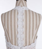 A-Linie Neckholder Ärmelloses Chiffon Langes Strandhochzeitskleid mit Spitze