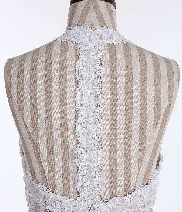 A-Linie Neckholder Ärmelloses Chiffon Langes Strandhochzeitskleid mit Spitze