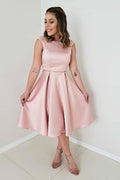 A-Linien Satin Trägerloses Kurzes Abschlussballkleid Heimkehrkleid