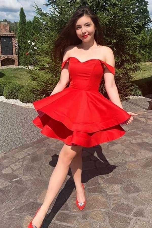 A-Linie Satin Träger Kurzes Abschlussballkleid Heimkehrkleid