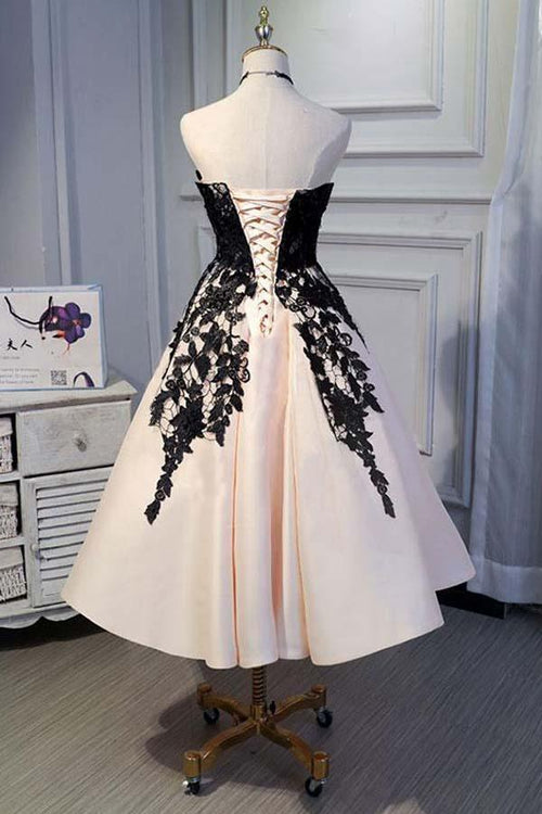 A-line Satin Sweetheart Lace Short Prom Dresses Homecoming dresses