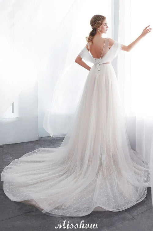 A-line Sleeveless Floor Length Lace Wedding Dress
