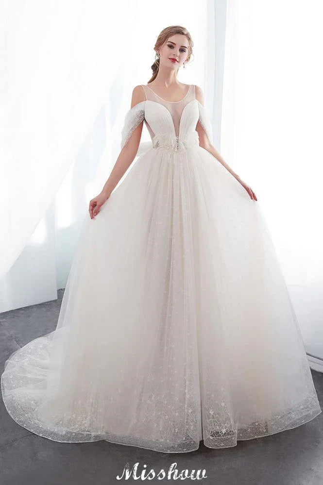 A-line Sleeveless Floor Length Lace Wedding Dress