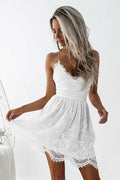 A-Line Spaghetti Straps Criss-Cross Straps Lace Homecoming Dress