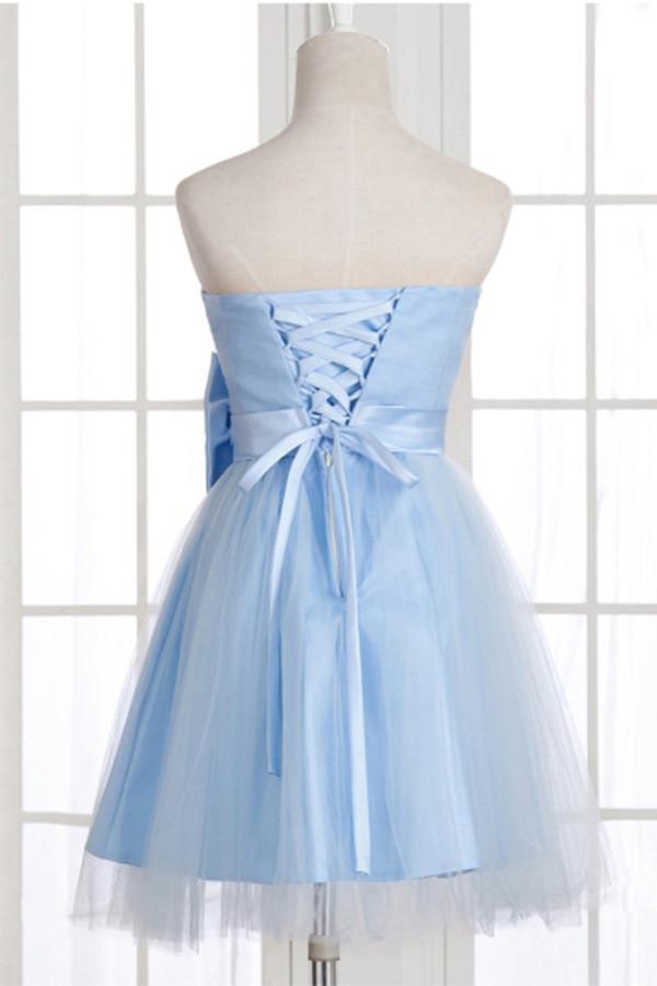 A-Linie Trägerloses Schleifen-Kurz-Ballkleid Homecoming-Kleid