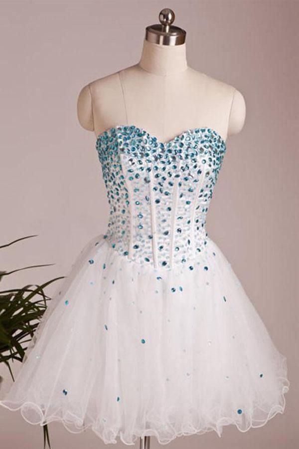 Kurzes Abschlussballkleid mit herzförmigem Ausschnitt und A-Linie, kurze Heimkehrkleider