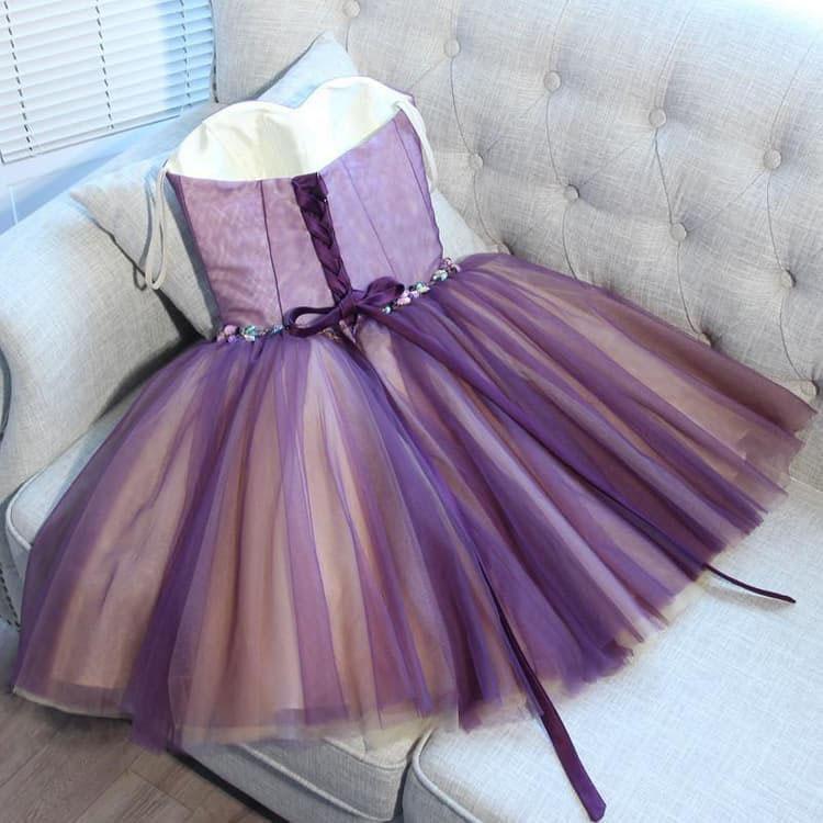 Vestidos de regreso a casa bonitos de tul con escote corazón en línea A, minivestido de fiesta de graduación