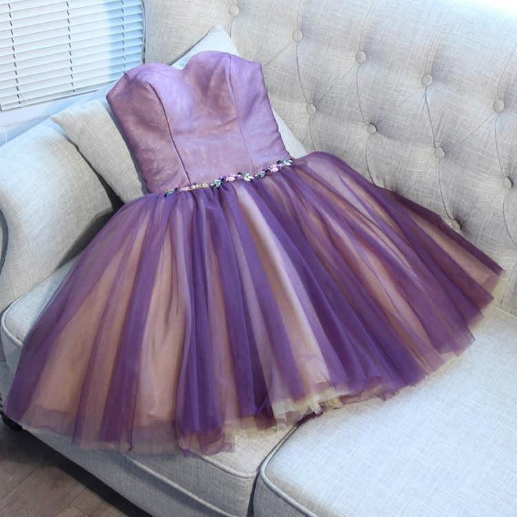 Vestidos de regreso a casa bonitos de tul con escote corazón en línea A, minivestido de fiesta de graduación