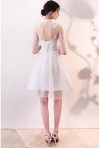 A-line Lace and Tulle Homecoming Dresses Party Dress with Sleeves