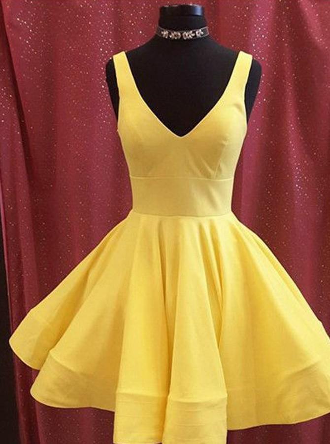 A-line Satin Short Prom Dress Homecoming Dress Short Prom Dresses