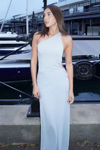 Metal Accent One-Shoulder Bodycon Maxi Dress