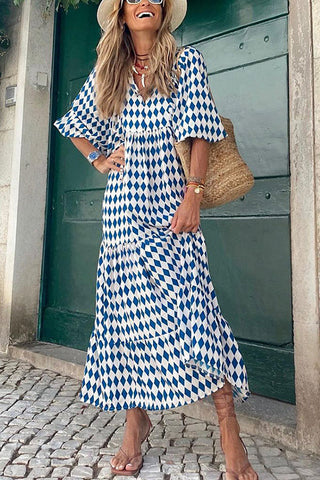 Vestido midi escalonado con mangas abullonadas de Fabulous Time 
