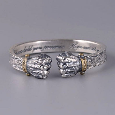 Fine Silver Fists Cuff Adjustable Bracelet