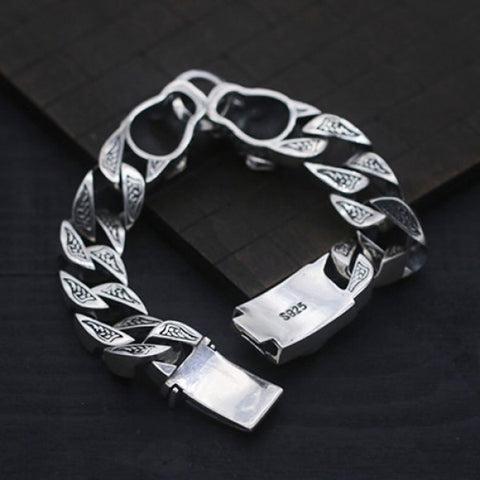 Sterling Silver Leopard Curb Chain Bracelet