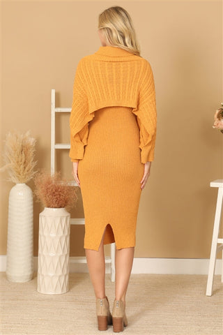 Conjunto de vestido suéter mostaza "A Pursuit" 
