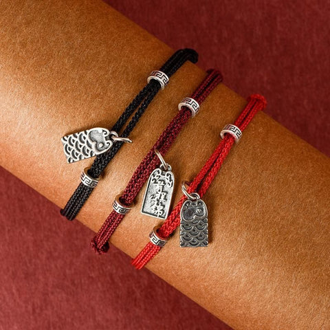 Sterling Silver Good Luck Koi Academic Progress Red Rope Braided Bracelet