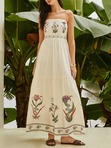 Wunderschönes rückenfreies, plissiertes Kleid mit Blumendruck im Graffiti-Stil 