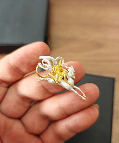 DIY Halskette aus neunfarbigem Hirschanhänger aus Seide und Sterlingsilber 