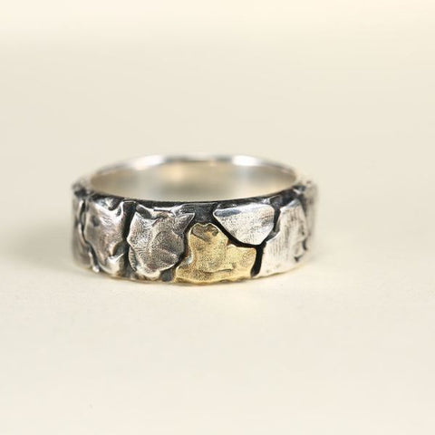Sterling Silver Stone Crackle Personalized Ring