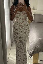 Tie Slim Split Lace Cami Maxi Dress