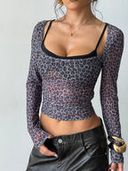 Leopard Print Layered Crop Top