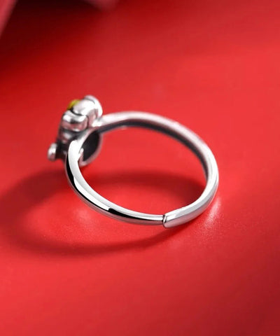 Anillos de plata tailandesa de seda fina del dios de la riqueza 