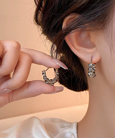 Pendientes de aro de circonita de aleación de cobre boutique 