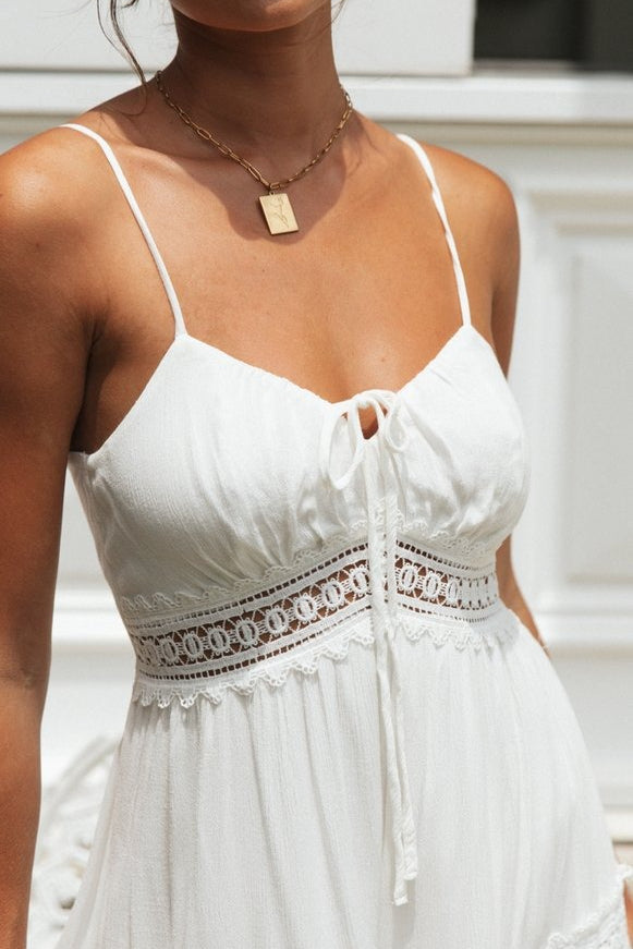 Lace Spliced Swing Cami Boho Dress