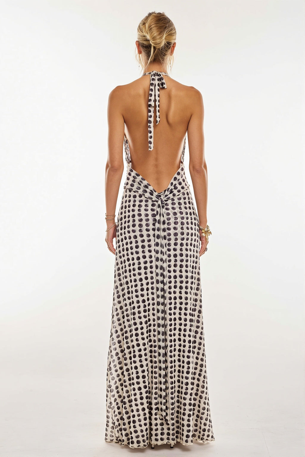 Halter Backless Printed Slim Maxi Dress
