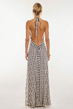 Halter Backless Printed Slim Maxi Dress