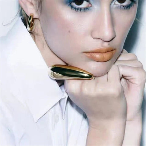 Anillo de gota de agua grande de oro y plata 