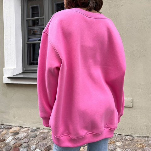 Autumn Winter Oversize Solid Color Loose Sweater for Stylish Office Wear