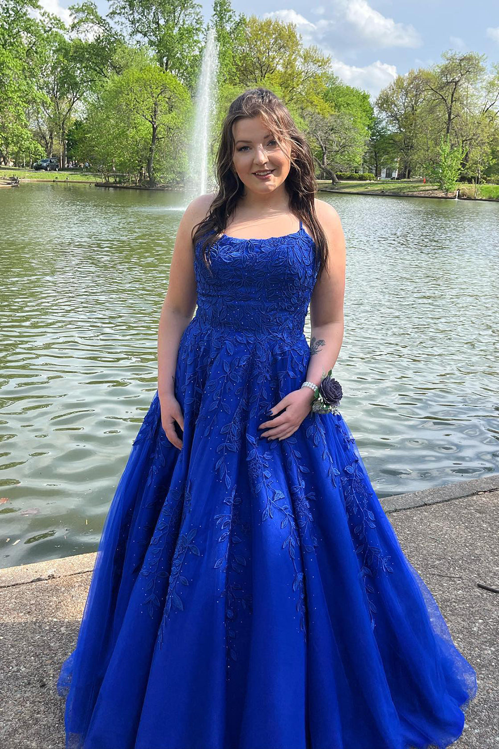 Princess Spaghetti Straps Prom Dress