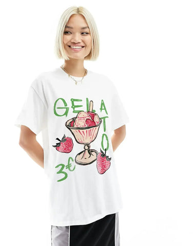 Camiseta gótica Harajuku con cereza verde fluorescente 