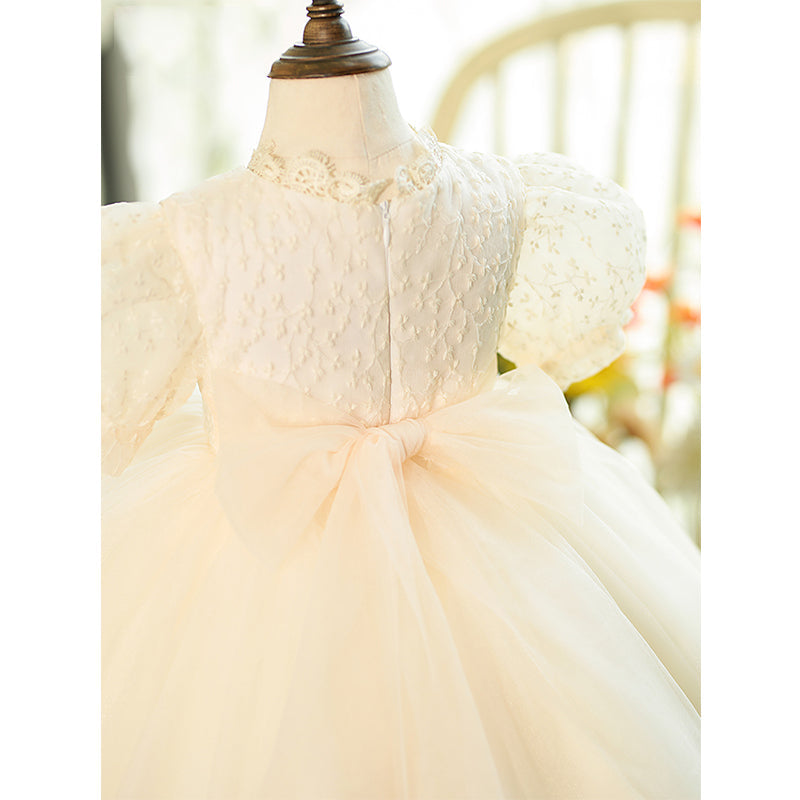 Vestido de niña pequeña blanco con vuelo, para comunión, desfile, princesa, bautizo 