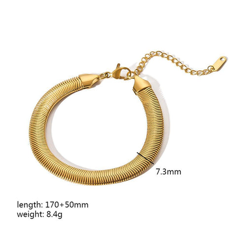 Pulseras de cadena de acero y titanio dorado con hueso de serpiente 
