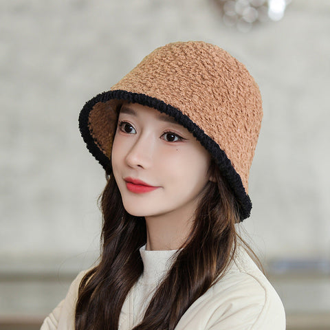 Gorro cálido de punto empalmado artístico de invierno para mujer 
