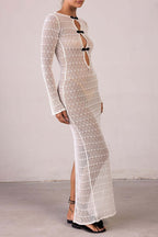 Sexy Backless Bohemian Knit Maxi Dress