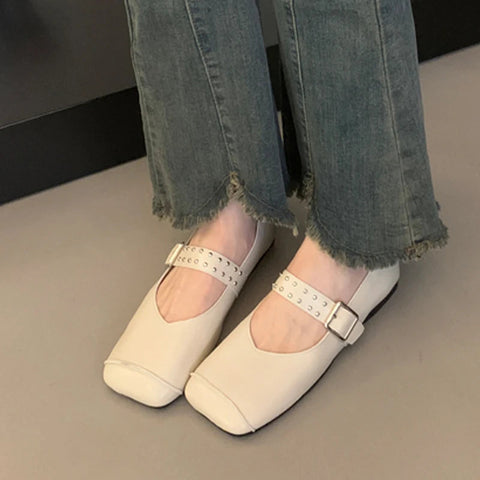 Ballet Dance Flats Women Loafer Shoes Square Toe Dress Shallow Soft Shoes 2024 Fashion Cozy Designer Spring Casual Femme Shoes