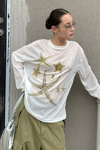 Casual Starfish Sheer Long Sleeve T-shirt